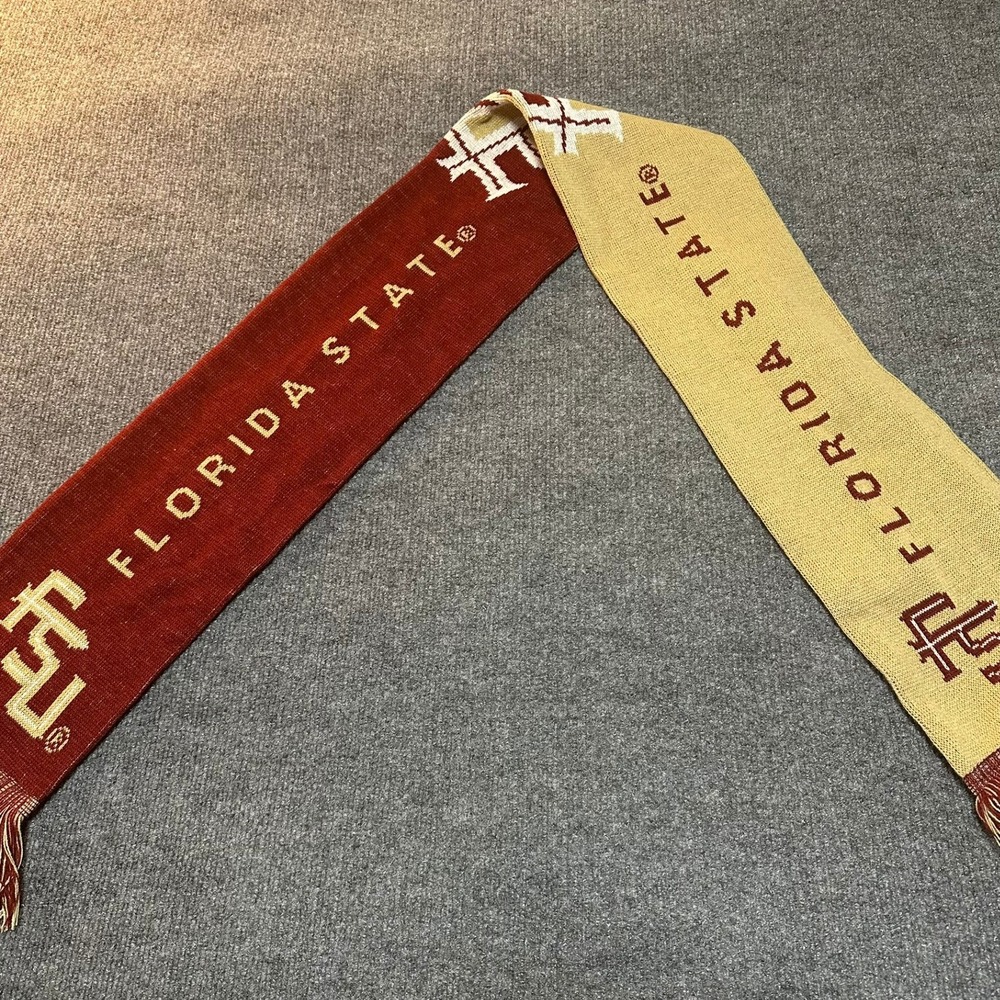 Florida State Seminoles Scarf Garnet Gold NCAA FSU FS Logo Knit Reversible